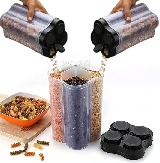 4 Section Transparent Storage Container with Lid (2500 ML) | Multi-Purpose Organizer Box for Snacks, Dry Fruits, Spices & Kitchen Essentials: f