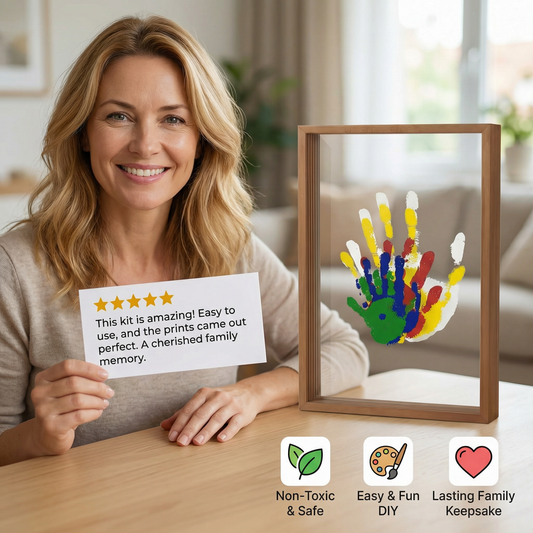 DIY Wooden Handprint Photo Frame Kit – Family Keepsake Set with Paints