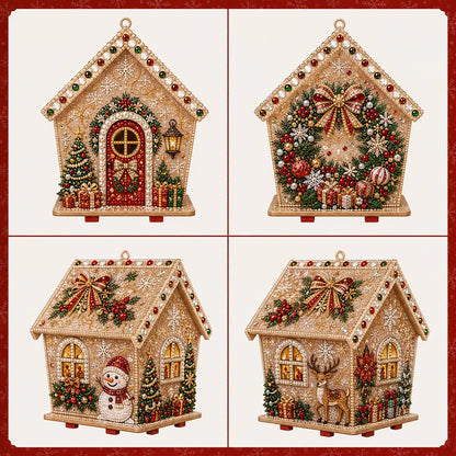 🧩Beginner-Friendly Diamond Painting Assembly-🔥3D Wooden House Rhinestone Diamond Art DIY Kit - Christmas Collection