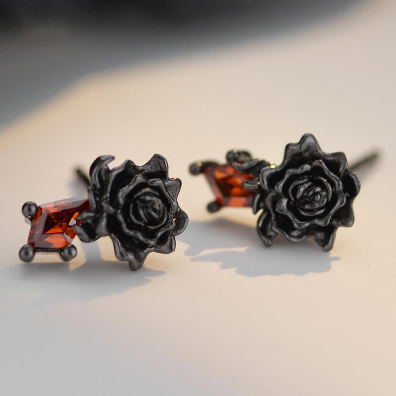 925 Silver Black Rose Jewelry Set