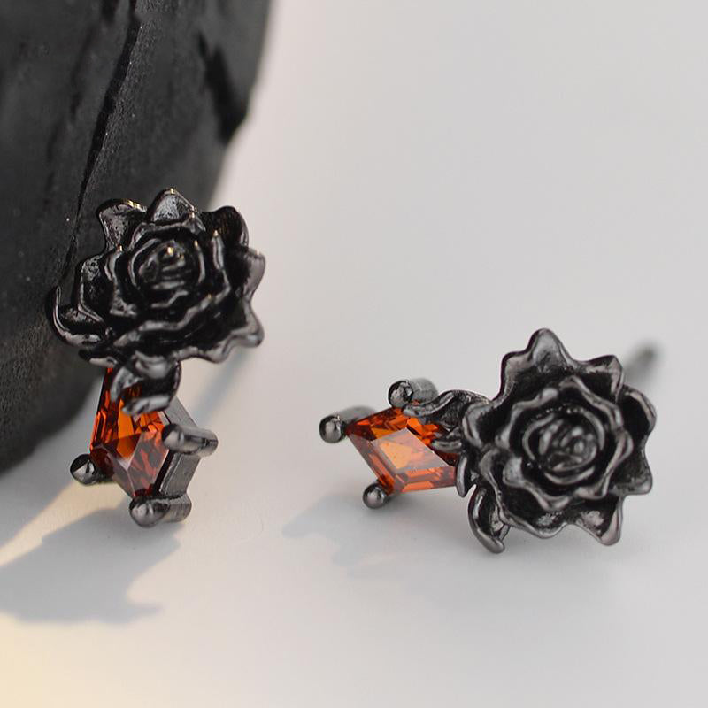 925 Silver Black Rose Jewelry Set