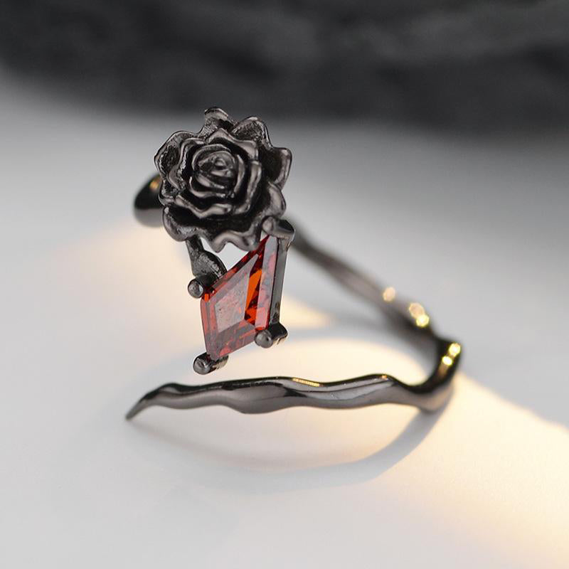 925 Silver Black Rose Jewelry Set