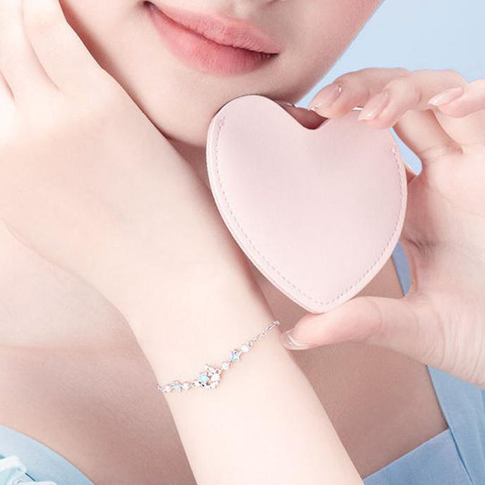 S925 Silver Luminous Enamel Moon Falling Starry River Bracelet &Earrings