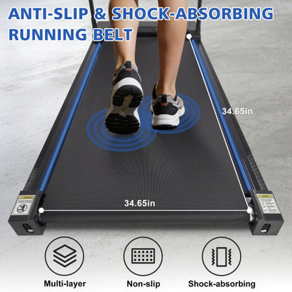 Walking Pad Treadmill with Handle Bar and Adjustable Incline, Compact Portable Treadmills for Home Office, 0.6-3.8 MPH Remote Speed Control