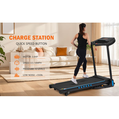 Incline Treadmill for Running & Walking, 3.0 HP Treadmills For Home 350 lbs Weight Capacity Hydraulic System Auto-Folding Treadmill with Type C & USB Charge For Android, 10MPH, Bluetooth Speaker