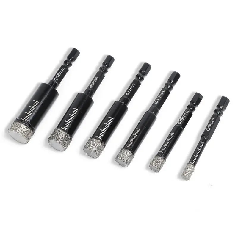 🔥Dry Diamond Drill Bit Set 🛠 Hex Shank Brazed Hole Saw for Tile, Glass & Granite