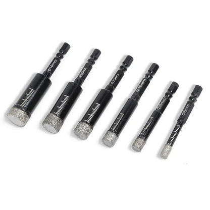🔥Dry Diamond Drill Bit Set 🛠 Hex Shank Brazed Hole Saw for Tile, Glass & Granite