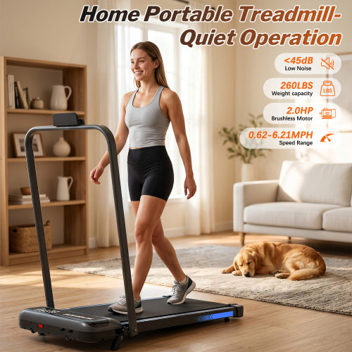 3 in 1 Under Desk Treadmill with Incline,Foldable Treadmills for Home, Walking Pad with Handle Bar for Walking and Jogging, with Remote Control & LED Display