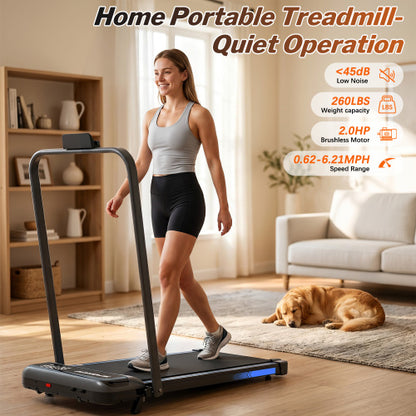 3 in 1 Under Desk Treadmill with Incline,Foldable Treadmills for Home, Walking Pad with Handle Bar for Walking and Jogging, with Remote Control & LED Display