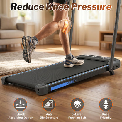 3 in 1 Under Desk Treadmill with Incline,Foldable Treadmills for Home, Walking Pad with Handle Bar for Walking and Jogging, with Remote Control & LED Display