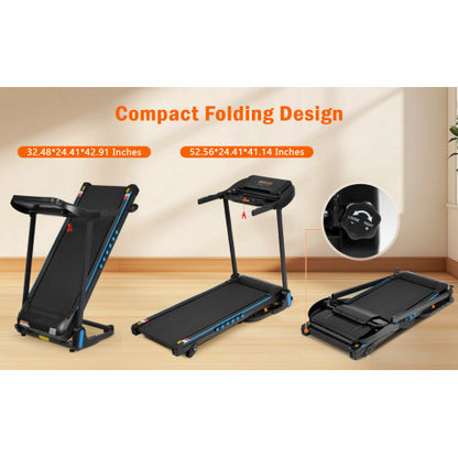 Incline Treadmill for Running & Walking, 3.0 HP Treadmills For Home 350 lbs Weight Capacity Hydraulic System Auto-Folding Treadmill with Type C & USB Charge For Android, 10MPH, Bluetooth Speaker