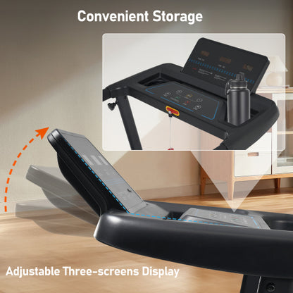 Treadmill with Incline, 3.0HP Quiet Foldable Treadmills for Home, 10.0MPH 300 LBS Weight Capacity Home Exercise Equipment Treadmills with Heart Rate Sensors,Type C & USB Charge Station ,Bluetooth