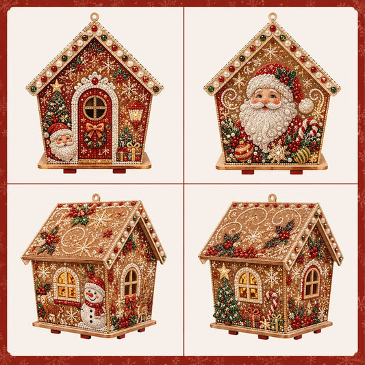 🧩Beginner-Friendly Diamond Painting Assembly-🔥3D Wooden House Rhinestone Diamond Art DIY Kit - Christmas Collection