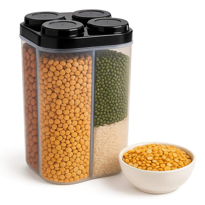 4 Section Transparent Storage Container with Lid (2500 ML) | Multi-Purpose Organizer Box for Snacks, Dry Fruits, Spices & Kitchen Essentials: f