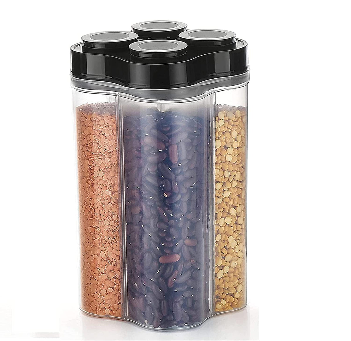 4 Section Transparent Storage Container with Lid (2500 ML) | Multi-Purpose Organizer Box for Snacks, Dry Fruits, Spices & Kitchen Essentials: f
