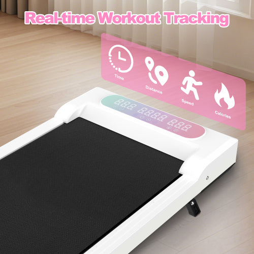 Foldable Treadmill with Handle Bar & Incline, 2 in 1 Upgrade Portable Under Desk Walking Pad and Vibration Pad with Remote Control for Home Office Small Spaces