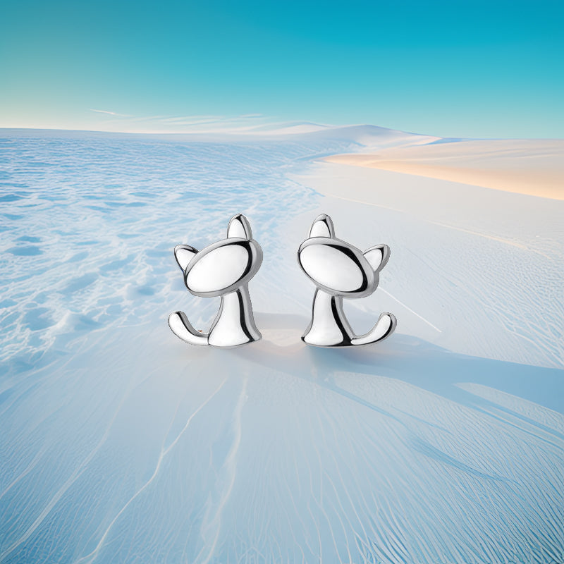 925 Silver Cute Little Cat Earrings Bring Feline Delight