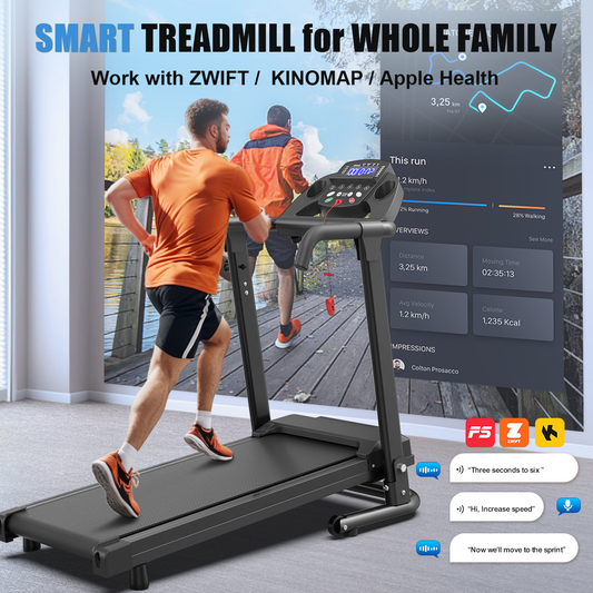 Folding Walking Pad for Fitness, Foldable Treadmill for Home, 2.5HP Portable Treadmill with Handles, 300 lbs Capacity, APP Control & LED Display