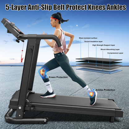 Folding Walking Pad for Fitness, Foldable Treadmill for Home, 2.5HP Portable Treadmill with Handles, 300 lbs Capacity, APP Control & LED Display
