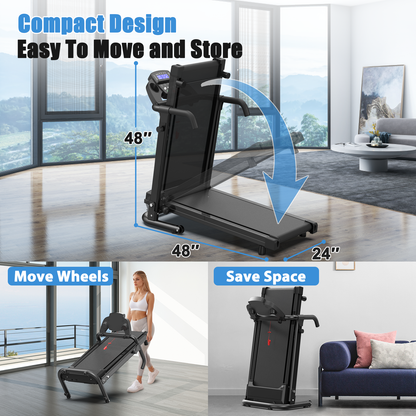 Folding Walking Pad for Fitness, Foldable Treadmill for Home, 2.5HP Portable Treadmill with Handles, 300 lbs Capacity, APP Control & LED Display