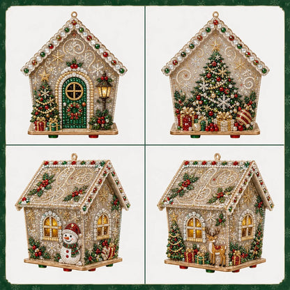 🧩Beginner-Friendly Diamond Painting Assembly-🔥3D Wooden House Rhinestone Diamond Art DIY Kit - Christmas Collection