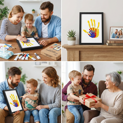 DIY Wooden Handprint Photo Frame Kit – Family Keepsake Set with Paints
