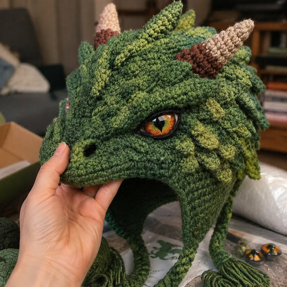 🐉✨ Fantasy Hood Hat DIY Crochet Kit | Premium Soft Yarn Materials with Step-by-Step Guide DIY Handmade Wearable Character Hood 🧶🎭