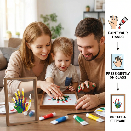 DIY Wooden Handprint Photo Frame Kit – Family Keepsake Set with Paints