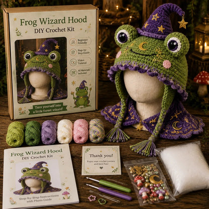 🐉✨ Fantasy Hood Hat DIY Crochet Kit | Premium Soft Yarn Materials with Step-by-Step Guide DIY Handmade Wearable Character Hood 🧶🎭