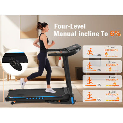 Incline Treadmill for Running & Walking, 3.0 HP Treadmills For Home 350 lbs Weight Capacity Hydraulic System Auto-Folding Treadmill with Type C & USB Charge For Android, 10MPH, Bluetooth Speaker