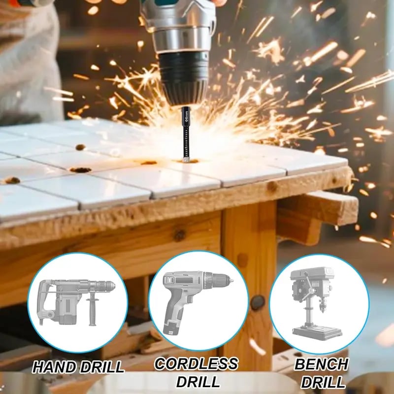 🔥Dry Diamond Drill Bit Set 🛠 Hex Shank Brazed Hole Saw for Tile, Glass & Granite