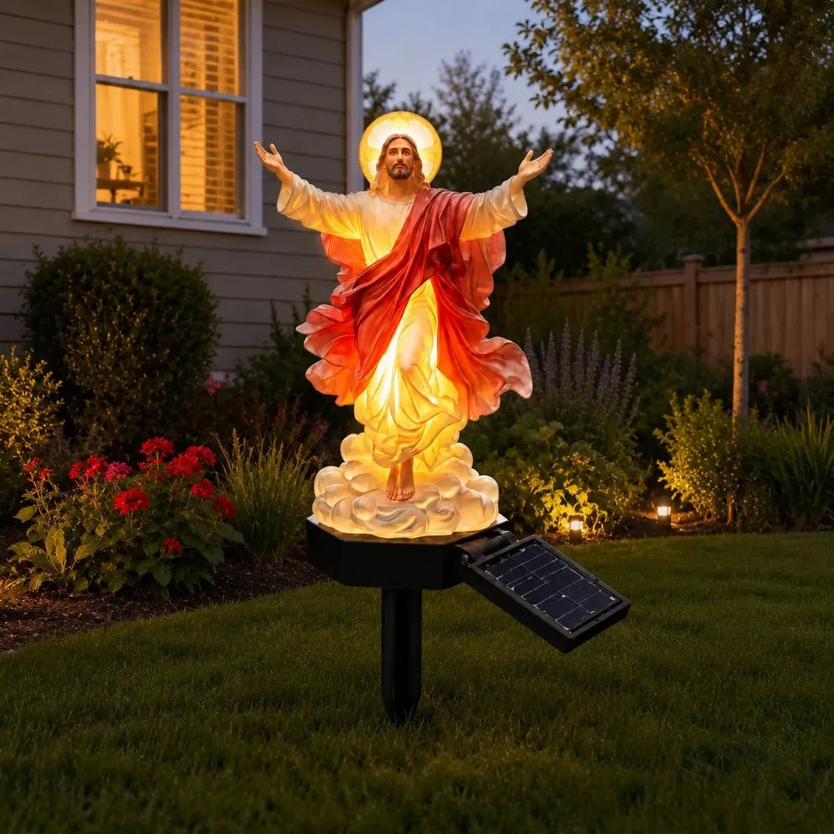 🔥Last Day 40% OFF Sola🔥-🌴Powered Parrot Garden Light/Jesus Garden Statue- "Welcome to Paradise"