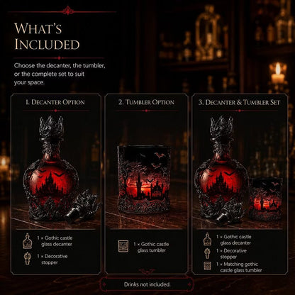 🦇 Gotische Vampirschloss-Whiskykaraffe & Whiskyglas
