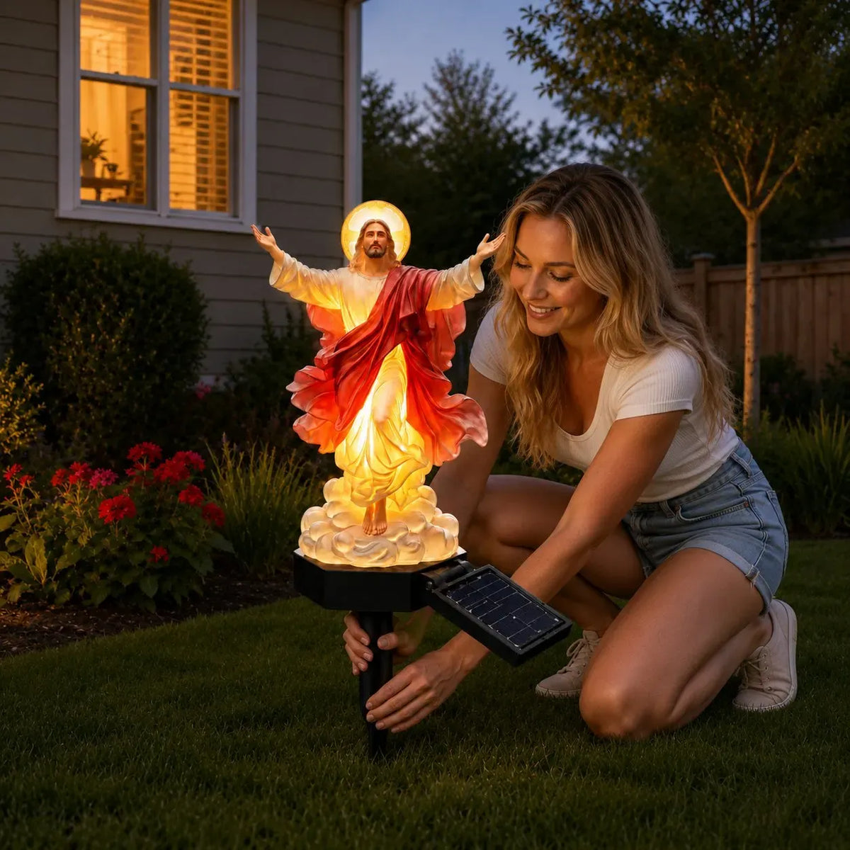 🔥Last Day 40% OFF Sola🔥-🌴Powered Parrot Garden Light/Jesus Garden Statue- "Welcome to Paradise"