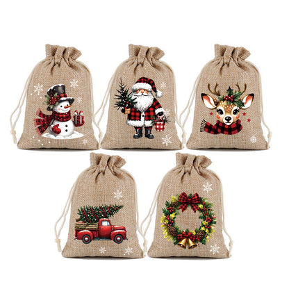 🎁 Christmas Drawstring Gift Bags – Festive Santa & Reindeer Prints. Double Drawstring Closure & Durable Fabric – Holiday Cheer in Every Gift ✨